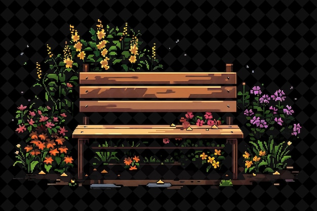 a bench with flowers and a bench in the park