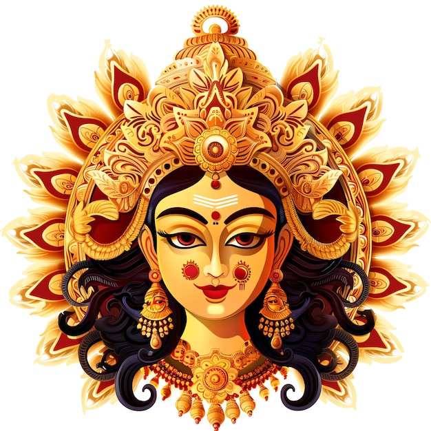 PSD bengal durga puja indian illustration realistic