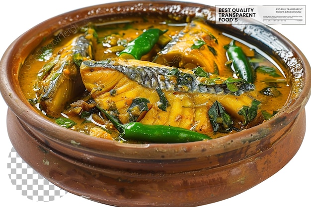 PSD bengali sobji paturi traditional dish on transparent background