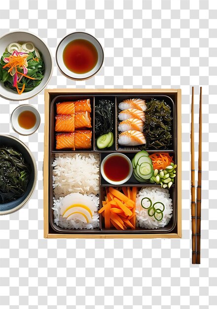 bento box Japanese style on transparent background