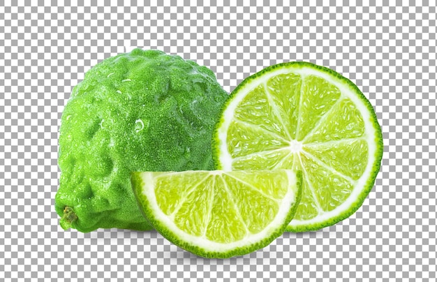 Bergamot or kaffir isolated on alpha layer