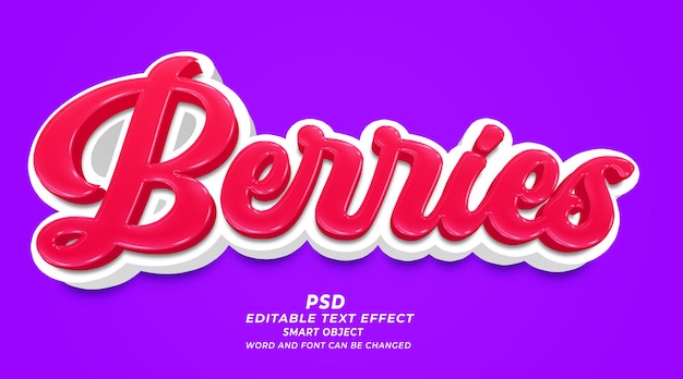 Berries 3d editable text effect photoshop template with background