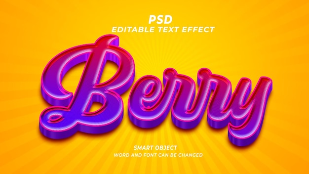 Berry 3d Editable PSD Text Effect With Cute Background