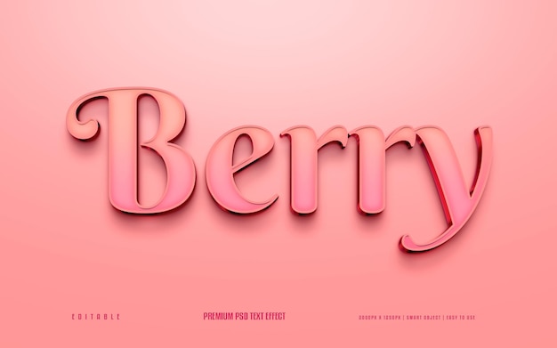 Berry editable premium psd 3d text effect