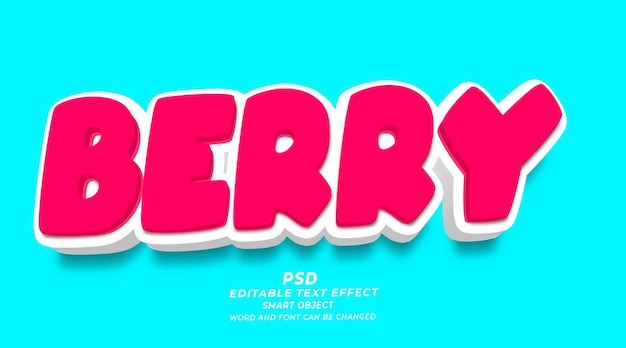 Berry juice 3d editable text effect PSD photoshop template