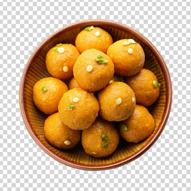 Besan laddu top view Isolated on transparent background