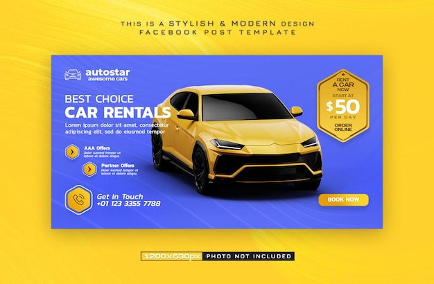 Best choise car rental for a social media post or web banner template