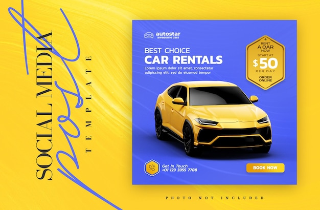 Best choise car rental for a social media post or web banner template