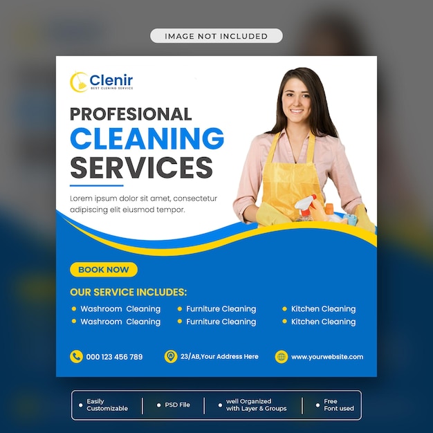 Best cleaning service square social media post template