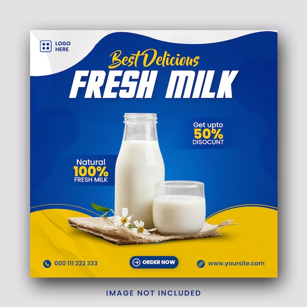 Best Delicious Fresh Milk Social Media Instagram Post Template