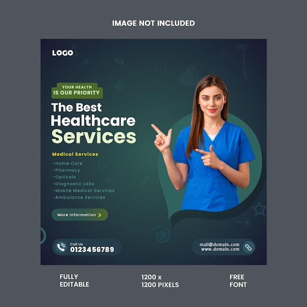 Best healthcare services social media post and web banner template