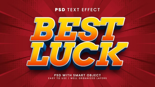 Best luck 3d editable text effect with good and win text style