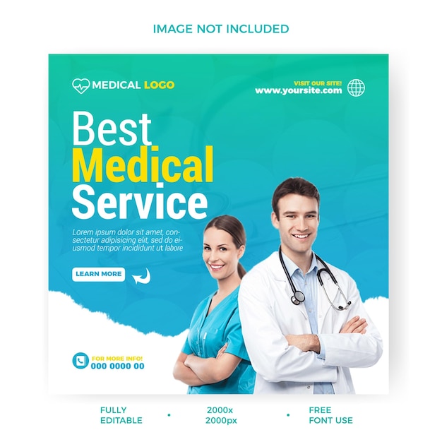 Best medical service social media post Instagram banner template design