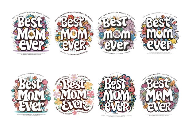 PSD best mom ever tshirt designs set