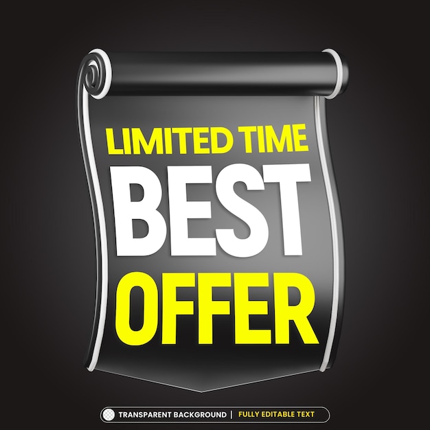 PSD best offer banner poster with 3d text effect