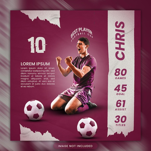 best player football champhionship qatar 2022 instagram post banner template