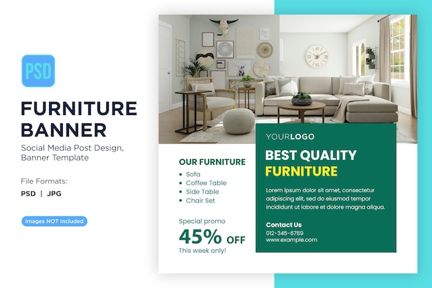 PSD best quality furniture sale banner design template