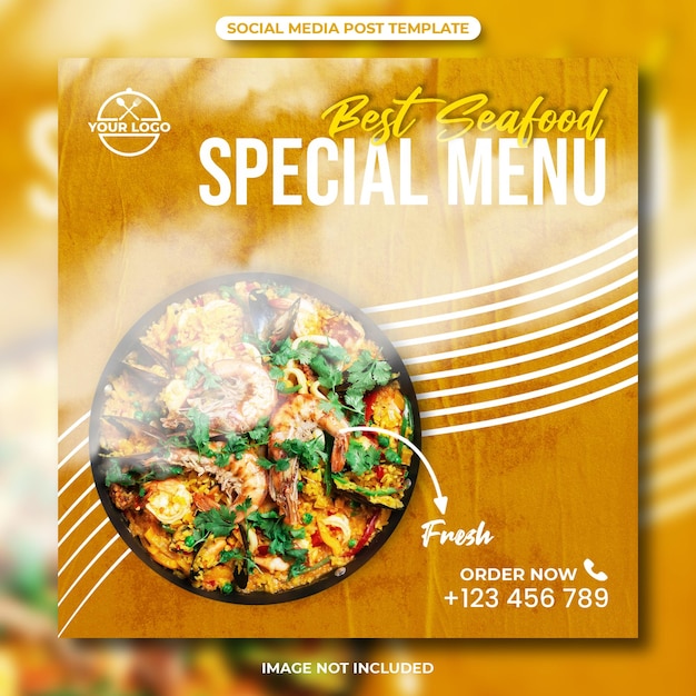 Best seafood special menu social media post template