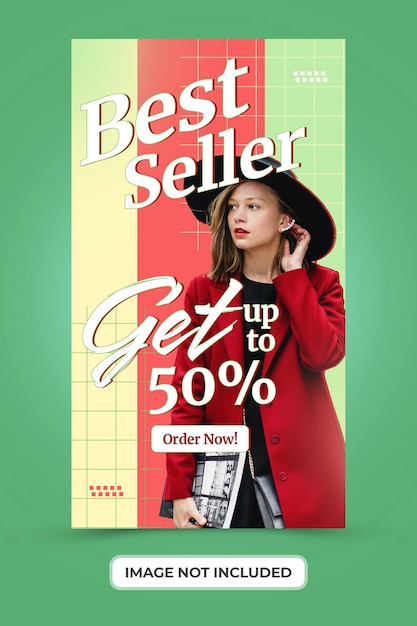 PSD best seller fashion sale promotion with social media stories template premium psd