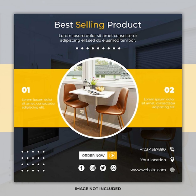 Best selling furniture social media post template banner