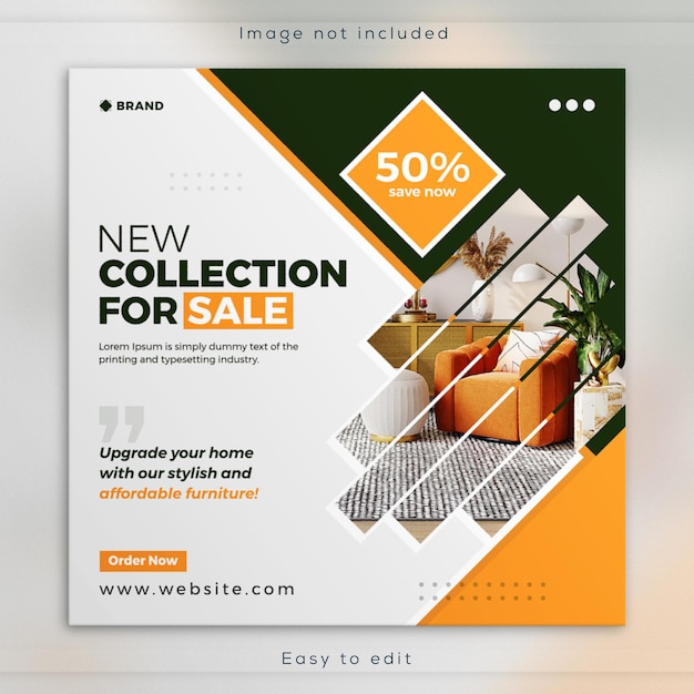 Best selling modern interior Instagram post template interior Furniture social media banner