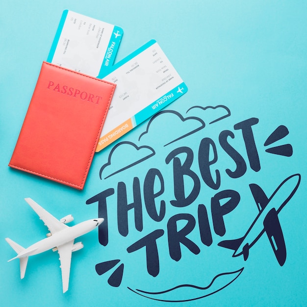 PSD the best trip, motivational lettering quote for holidays traveling concept