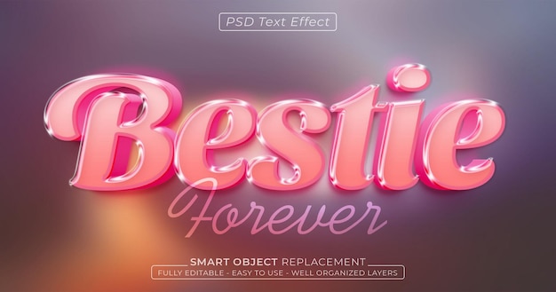 Bestie text glossy editable 3D style text effect