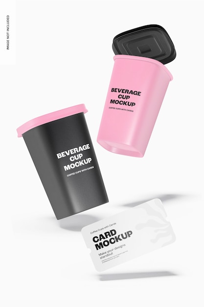 Beverage Cups with Card Mockup