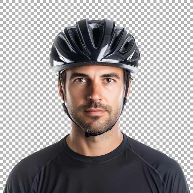 PSD bicycle rider wearing helmet on transparent background ai generated