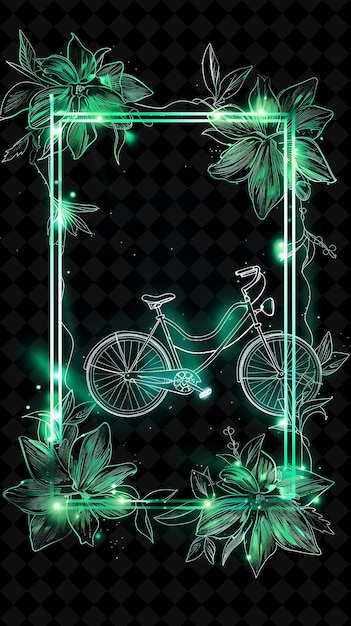 PSD a bicycle with a frame of flowers and a frame with a bicycle on it