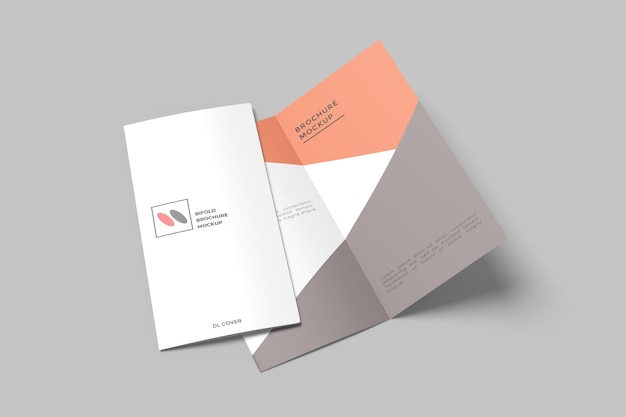 Bifold brochure mockup design isolated