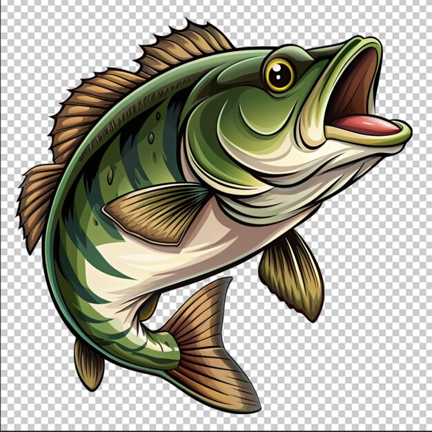 PSD big bass fish vector cartoon for tshirt big bass