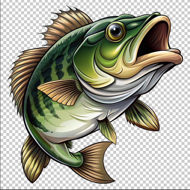 PSD big bass fish vector cartoon for tshirt big bass