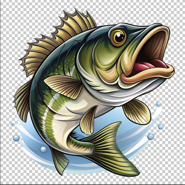 PSD big bass fish vector cartoon for tshirt big bass