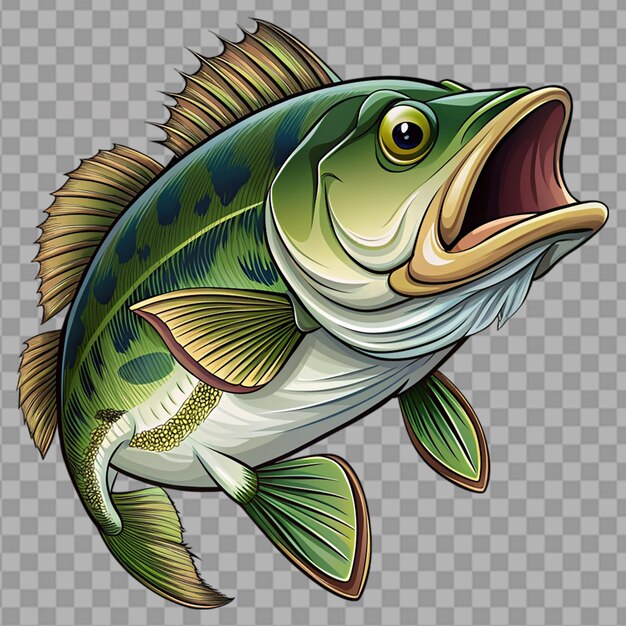 PSD big bass fish vector cartoon for tshirt