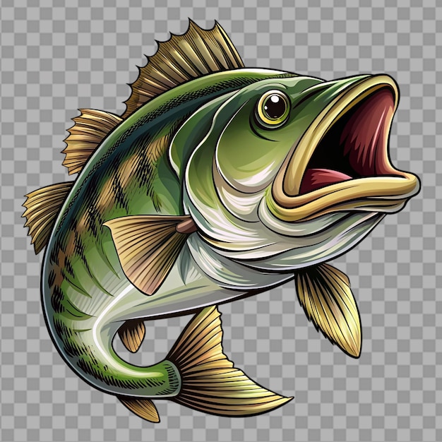 Big Bass Fish Vector Cartoon for Tshirt