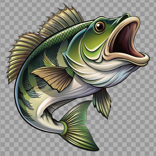 PSD big bass fish vector cartoon for tshirt