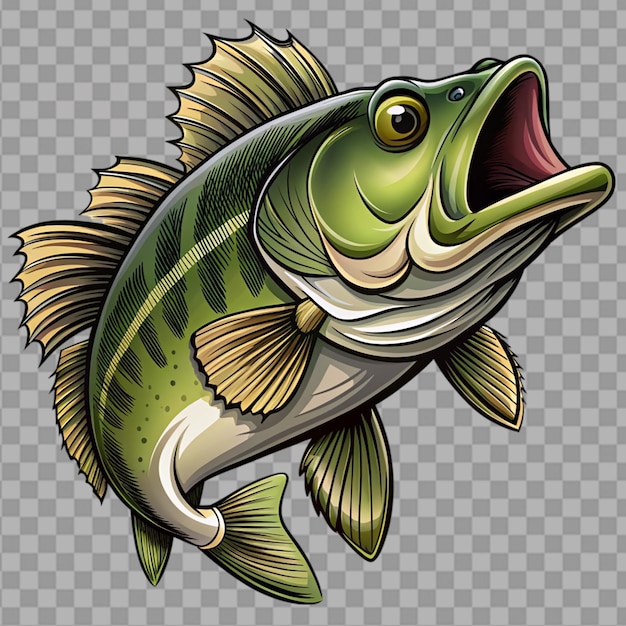 PSD big bass fish vector cartoon for tshirt