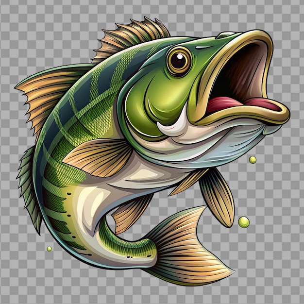 PSD big bass fish vector cartoon for tshirt