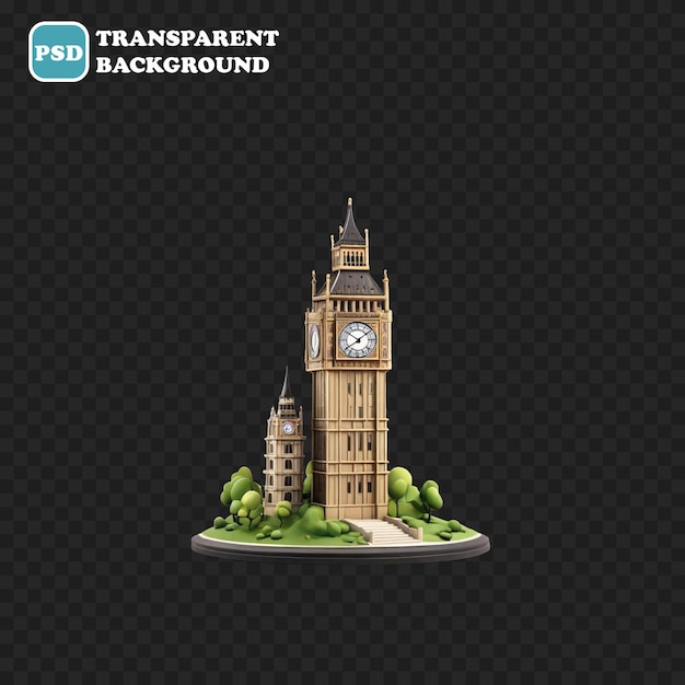 big ben icon isolated 3d render illustration