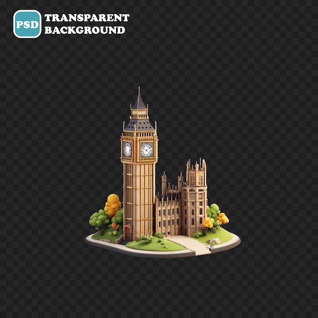 big ben icon isolated 3d render illustration