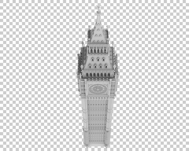 Big Ben isolated on transparent background 3d rendering illustration