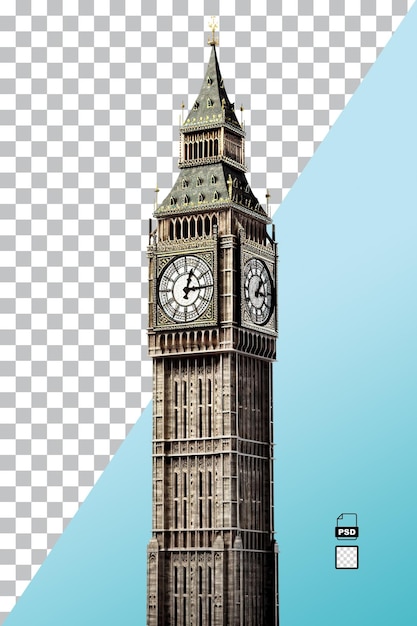 A Big Ben Tower isolated on white or transparent background AI Generated image