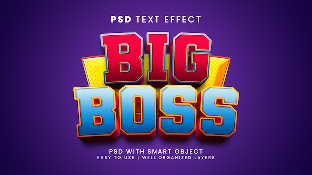 Big boss editable text effect modern 3d creative