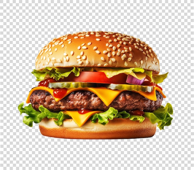 Big burger in transparent background