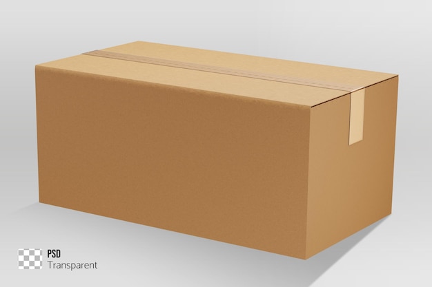 Big closed cardboard box 3D rendering Packaging box icon