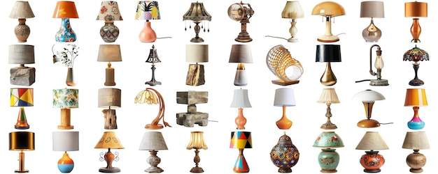 big collection Set of lamps in various styles isolated background AIG44