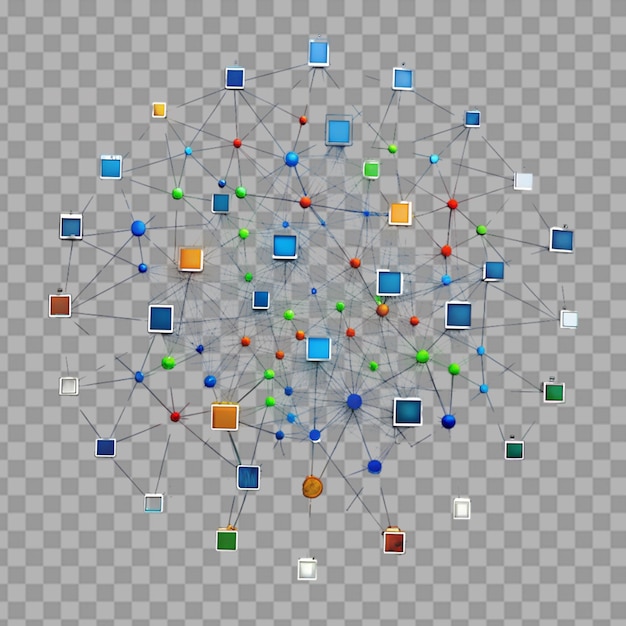 PSD big data network connectivity structure isolated on transparent background