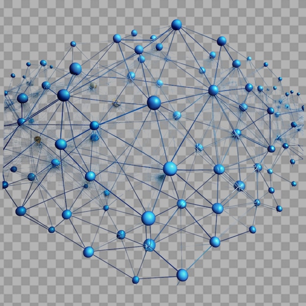 PSD big data network connectivity structure isolated on transparent background