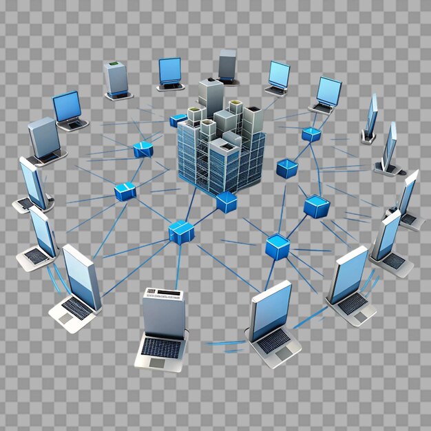 big data network connectivity structure isolated on transparent background